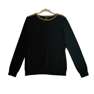 Lauren Ralph Lauren Women's Cotton Long Sleeve Gold Zipper Accents Sweater L